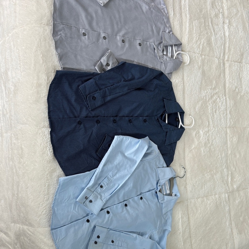 Calvin Klein Gray and Navy Button-Up Shirts